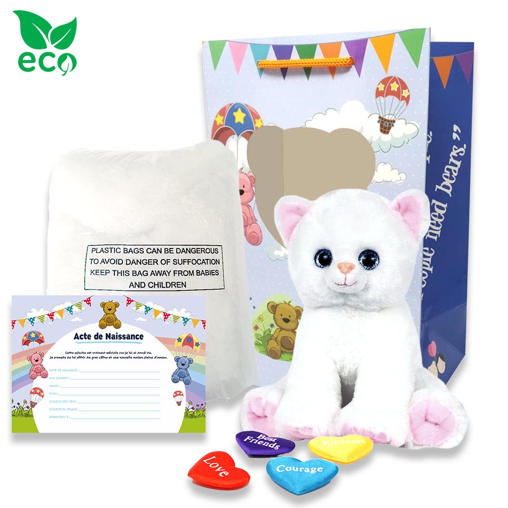 Coffret pour créer sa petite peluche Chat Blanc ECO