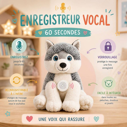 Ajoutez une voix à votre peluche avec notre enregistreur vocal pour doudou.