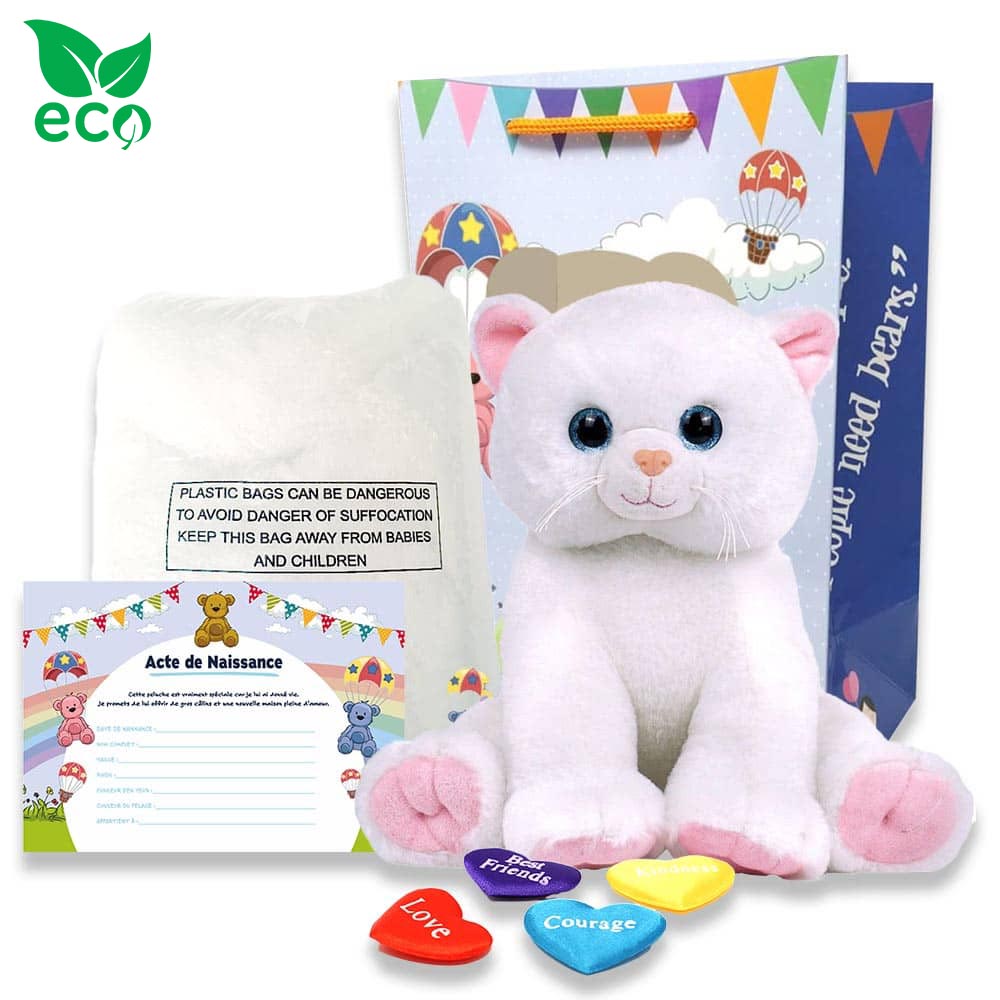 Coffret pour créer sa grande peluche Chat Blanc ECO