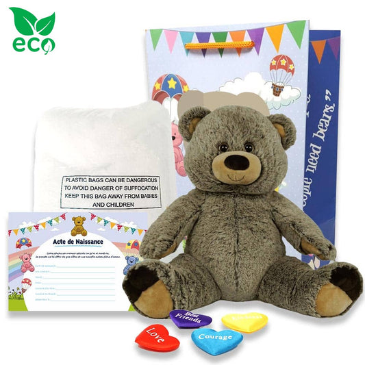 Contenu du coffret pour créer sa grande peluche Grizzly ECO 40cm