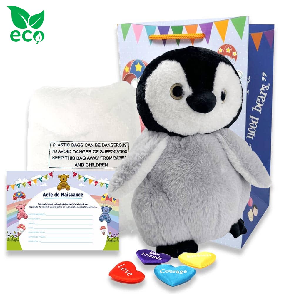 Coffret pour créer sa grande peluche Pingouin Gris ECO