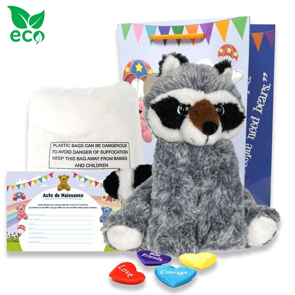 coffret pour créer sa grande peluche Raton Laveur ECO 40cm