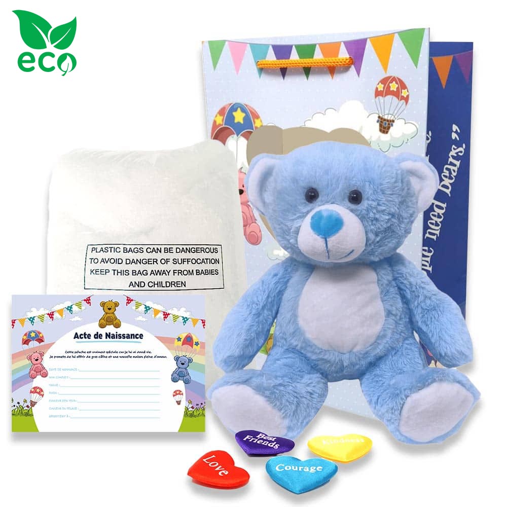 Coffret pour créer sa peluche moyenne Ourson Bleu ECO 36cm