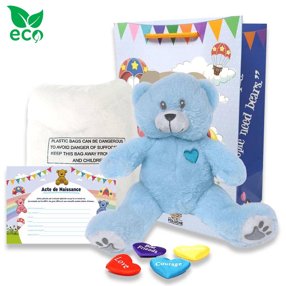 Coffret pour créer sa grande peluche Ourson Bleu ECO 40cm