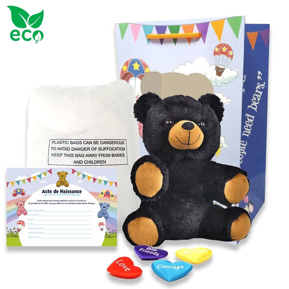 coffret pour créer sa petite peluche Ours Noir ECO - The Peluche Factory