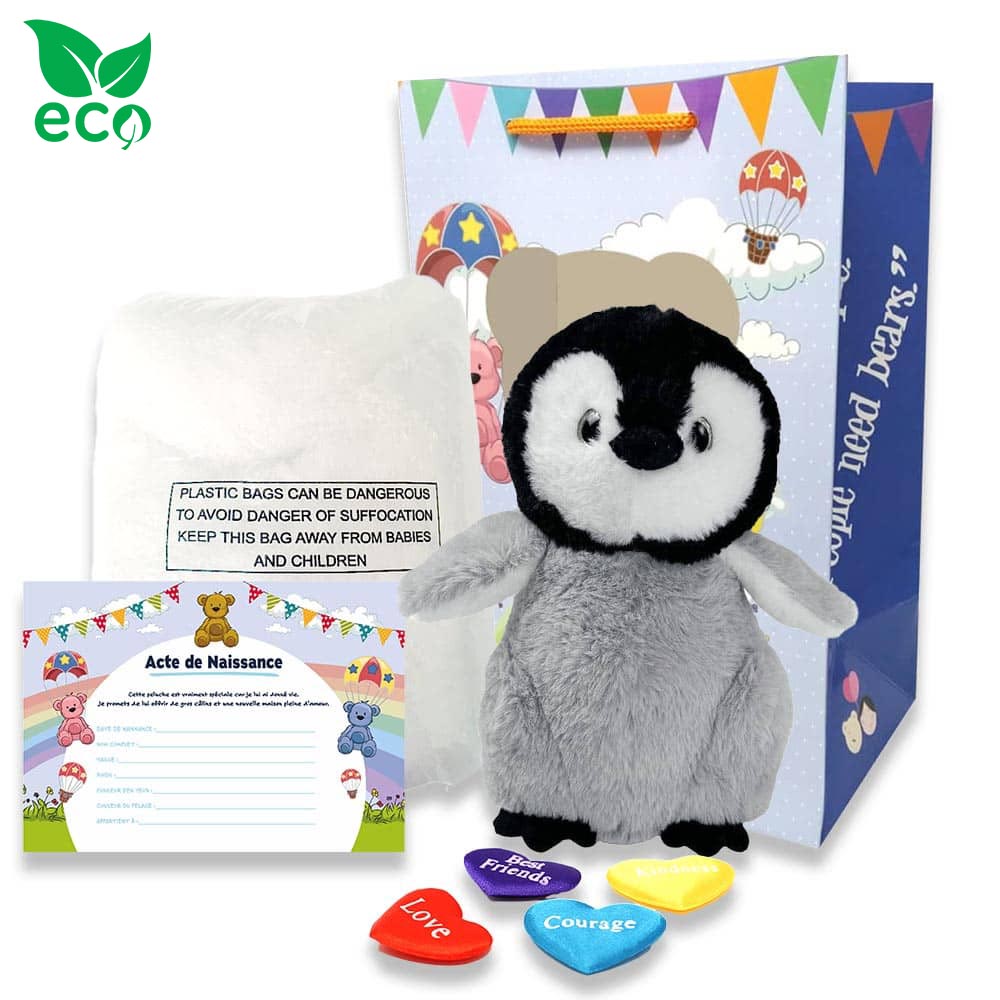 Coffret pour créer sa petite peluche Pingouin Gris ECO