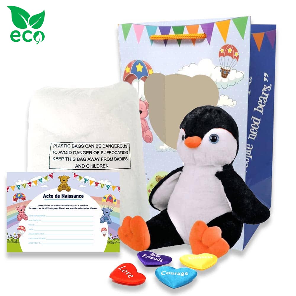 Coffret Peluche Pingouin Orange ECO