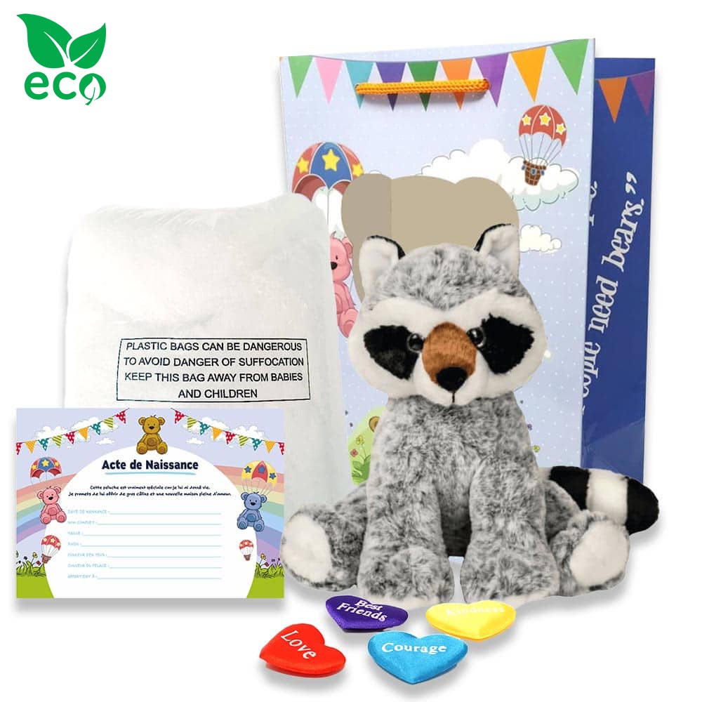 coffret pour créer sa petite peluche Raton Laveur ECO 20cm