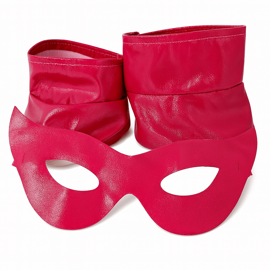accessoire masque et bottes rouges pour peluche