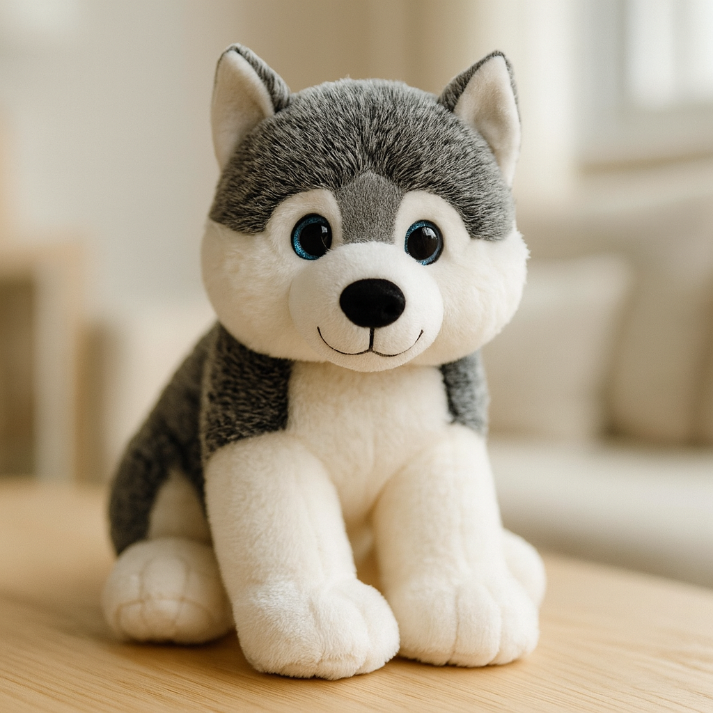 Coffret Peluche Husky Blanc