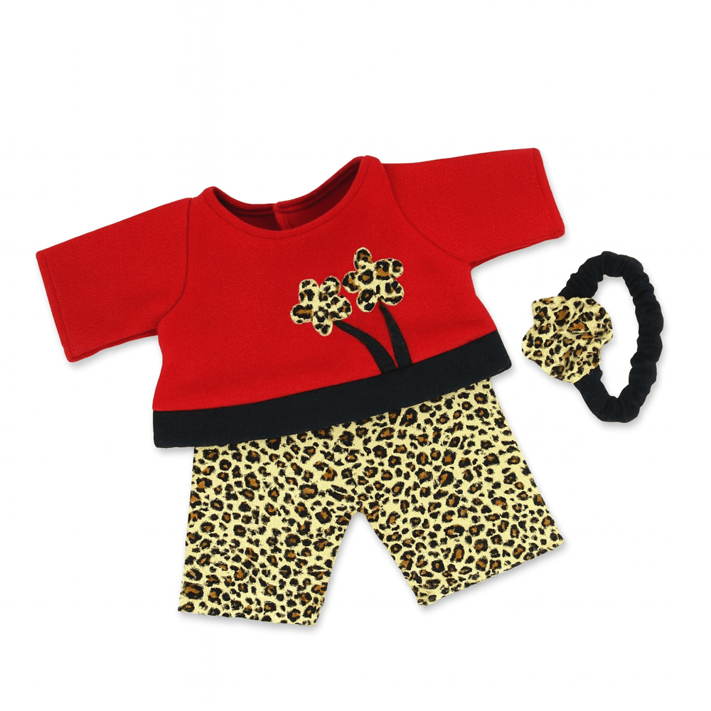 accessoire tenue de pijama rouge léopard pour peluche