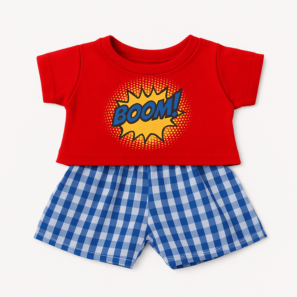 Accessoire peluche pijama bleu et rouge