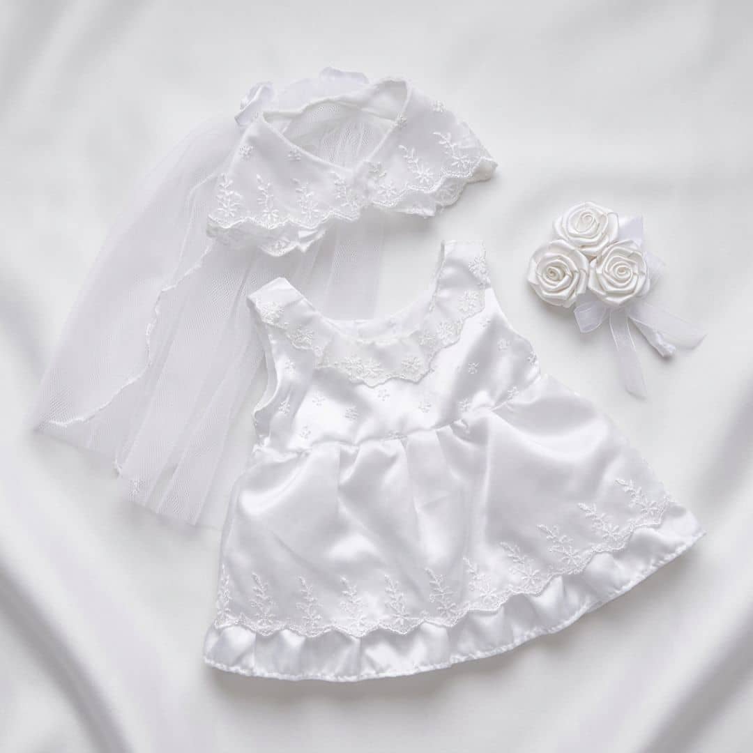 robe de mariée et voile pour peluche