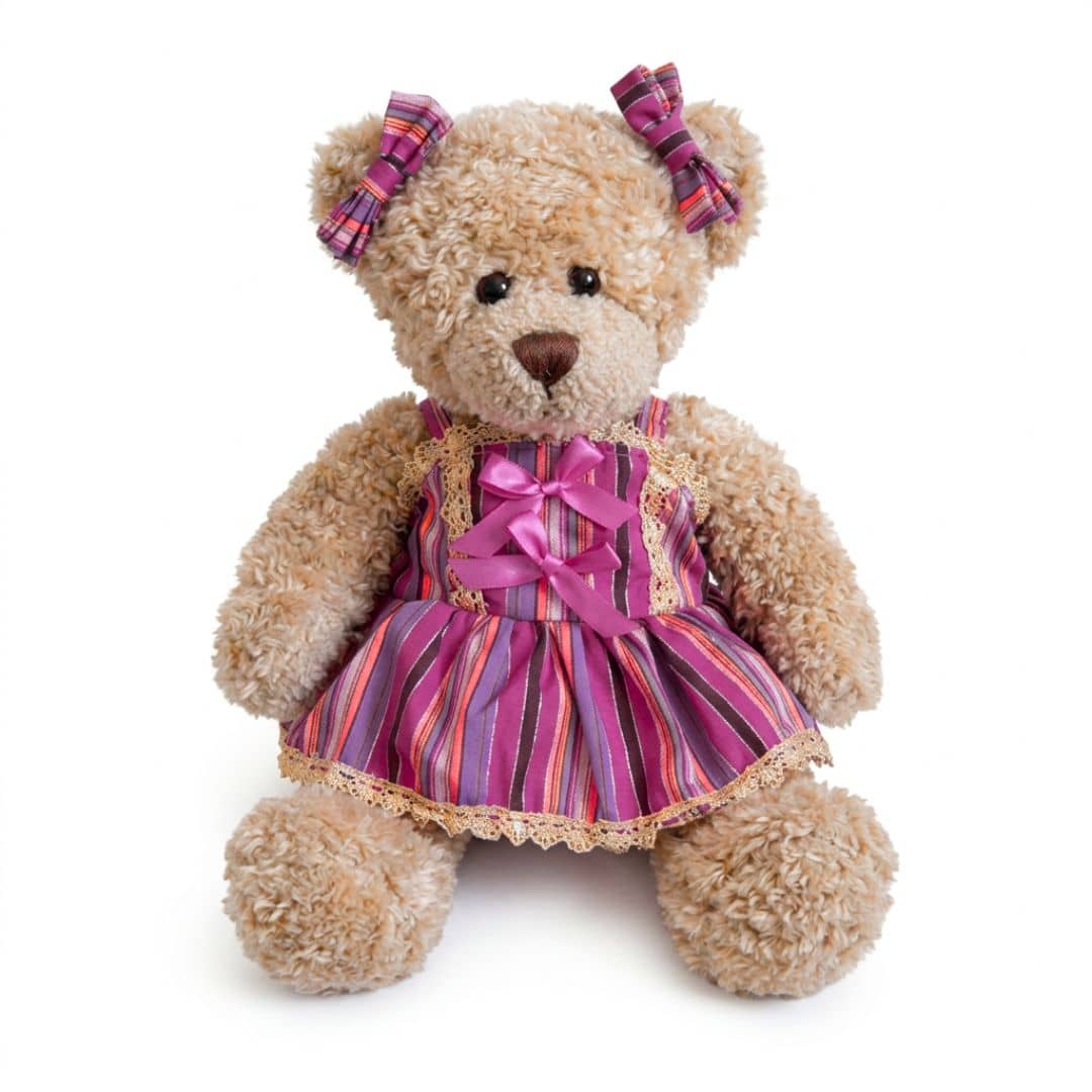 Robe rayé rose et dorée pour peluche