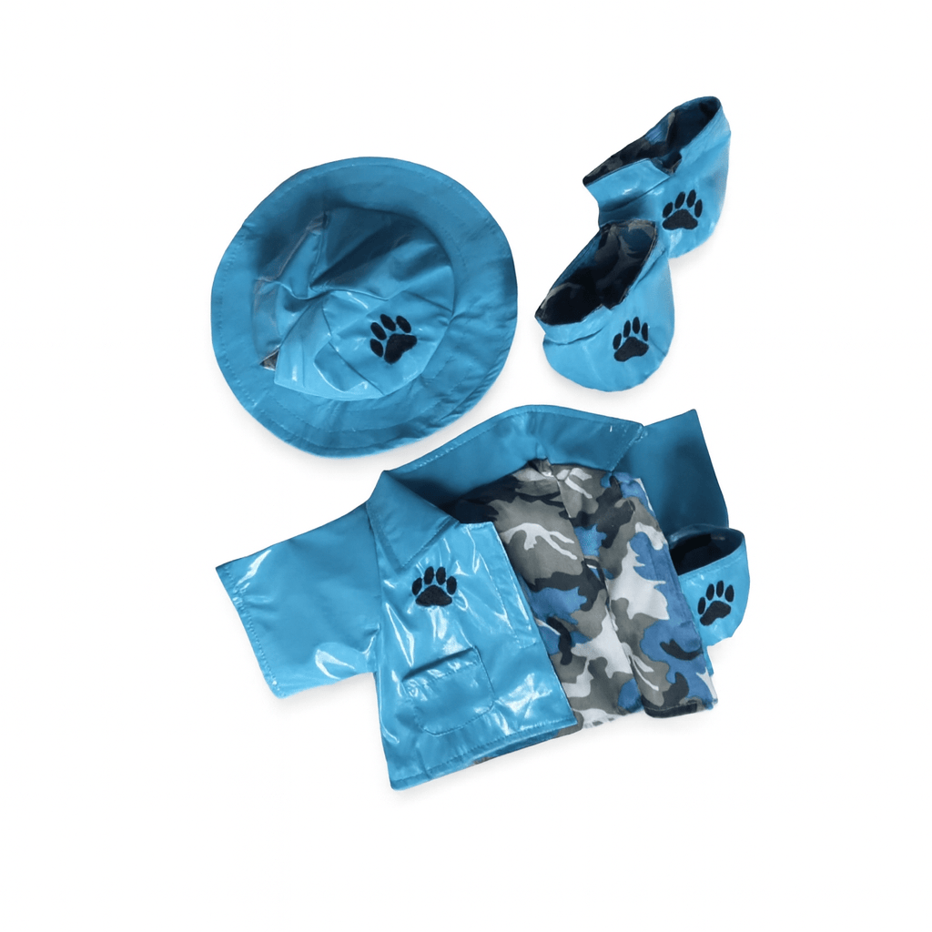 accessoire tenue imperméable bleu pour peluche