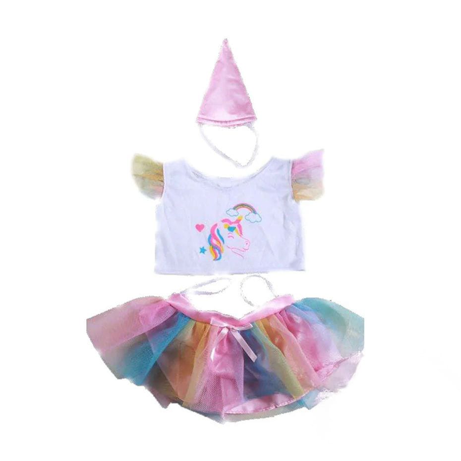 accessoire tenue de licorne arc en ciel pour peluche