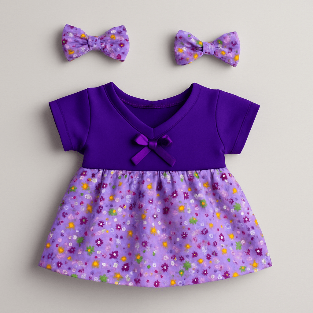 accessoire robe violette à fleur pour peluche
