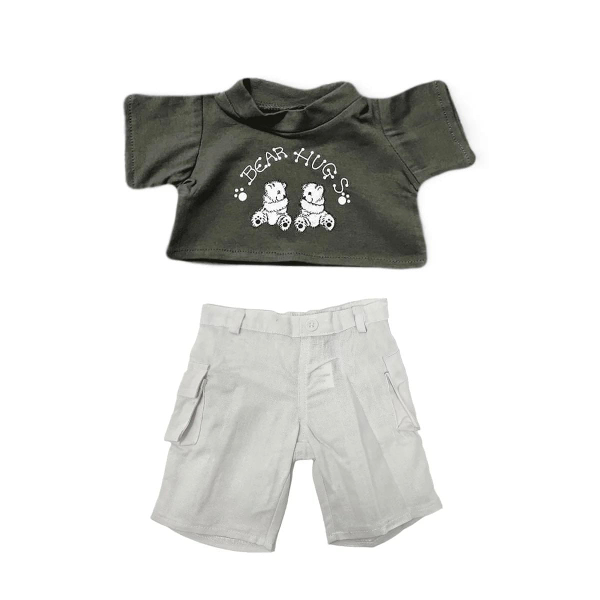 accessoire tenue garçons verte et blanche pantalon cargo pour peluche