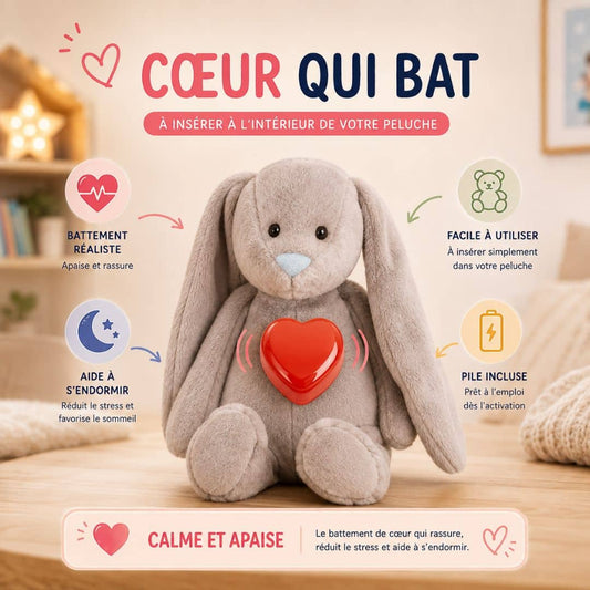 Peluche cœur battant un accessoire cœur qui bat pour donner vie à votre peluche ou à votre doudou. 