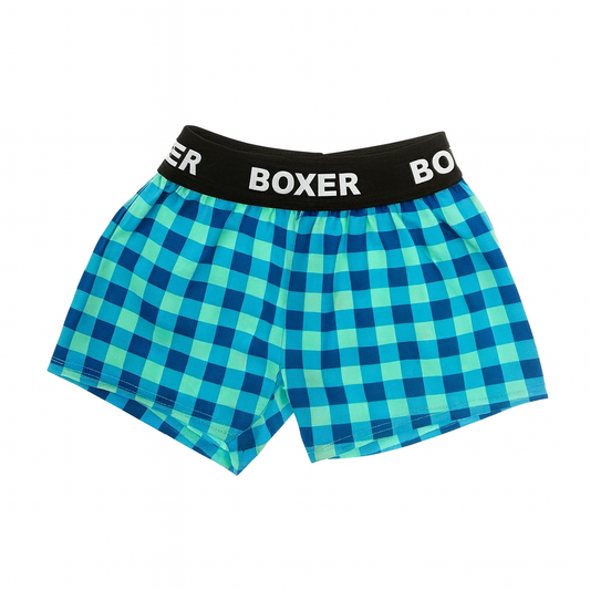 Boxer bleu à carreaux