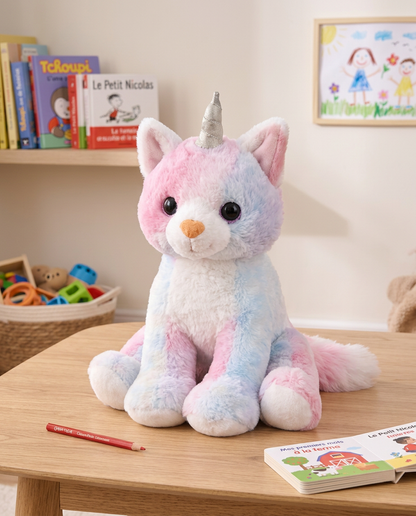 Peluche Chat Mystique à fourrure colorée à personnaliser