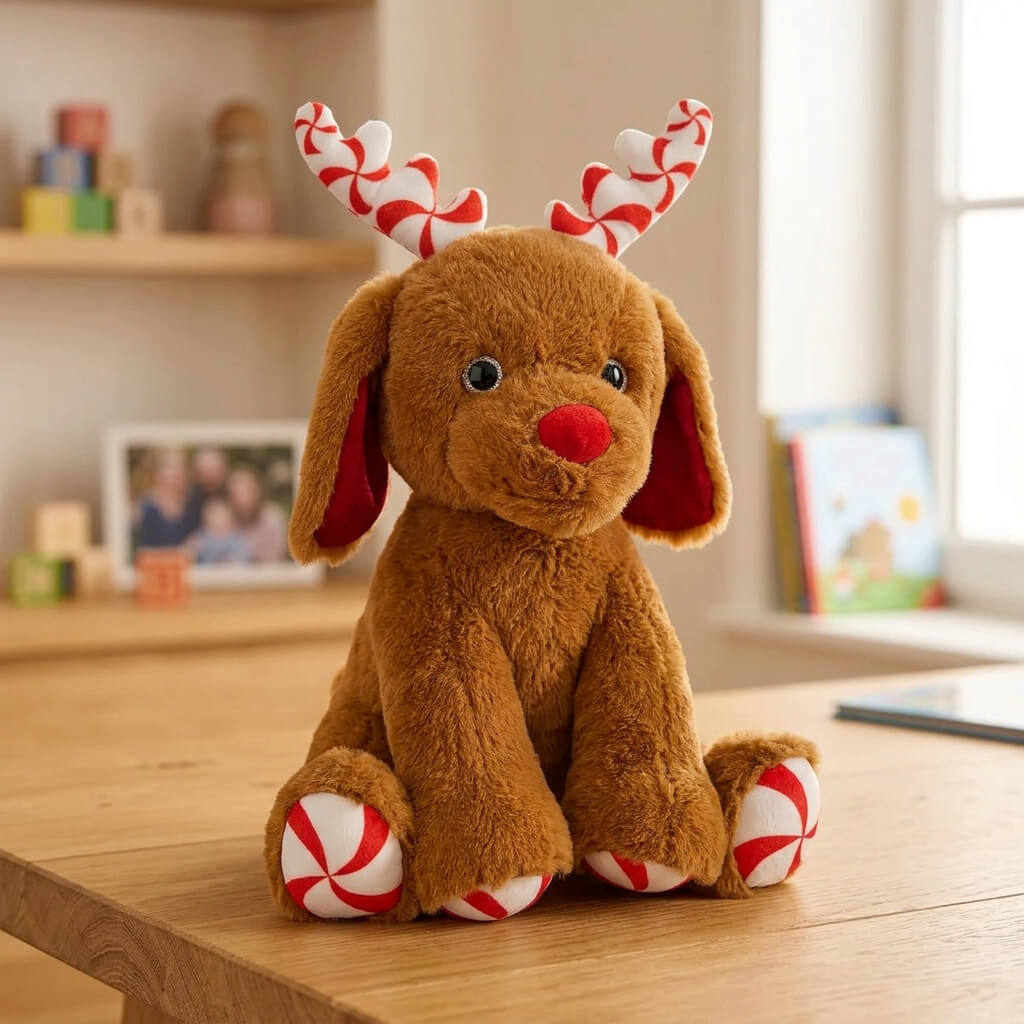 Chien de Noël en peluche