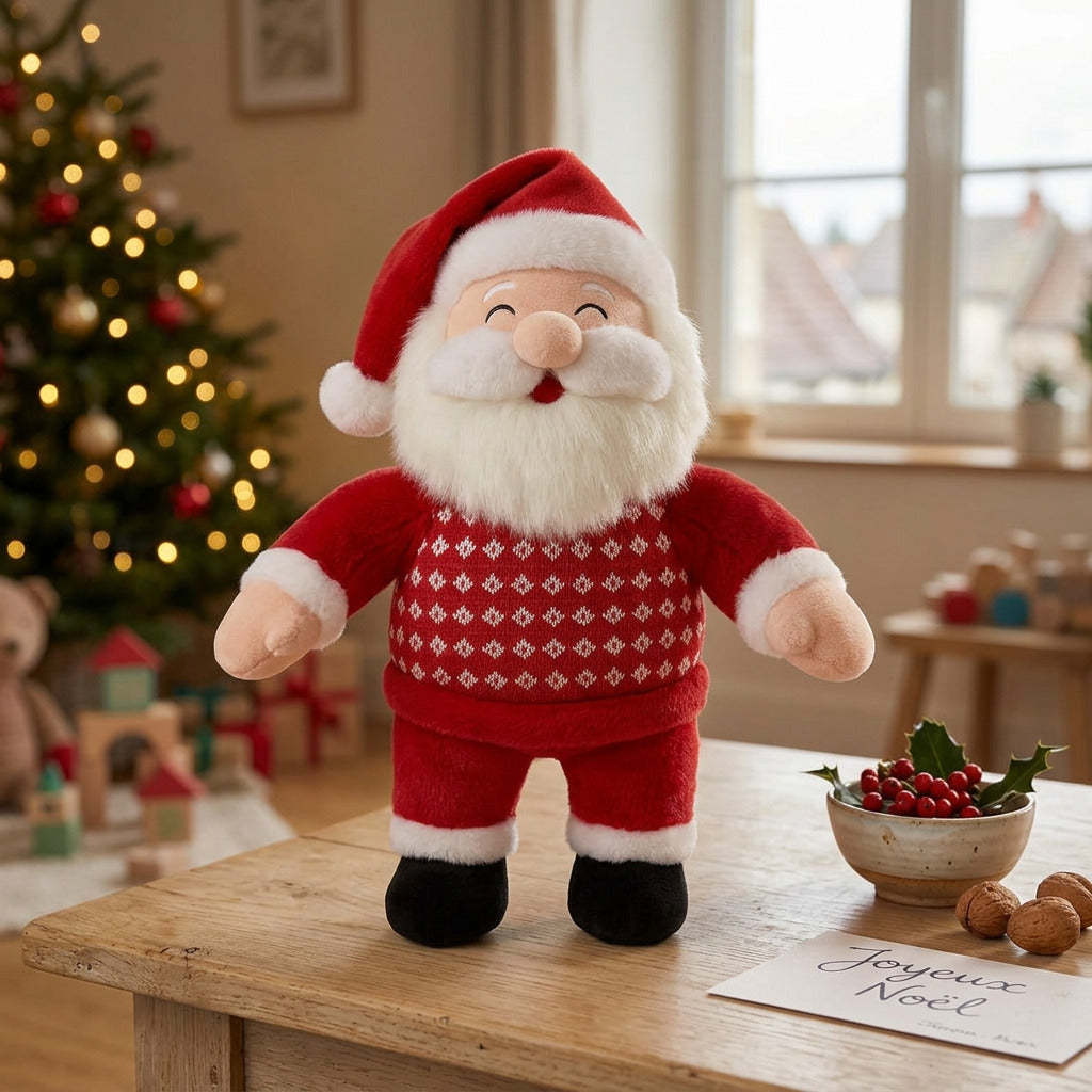 Doudou père noël en peluche pour les fêtes
