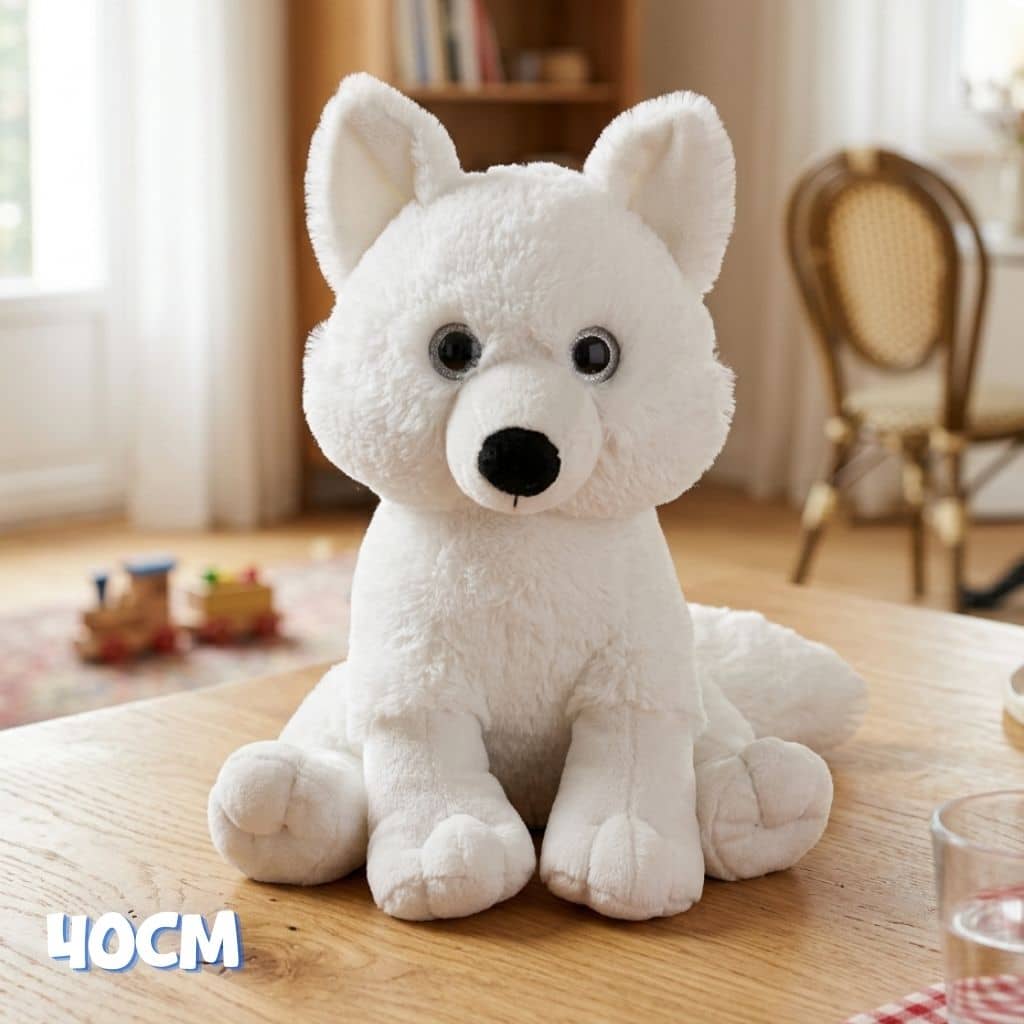 grande peluche renard blanc