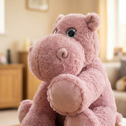 hippopotame en peluche rose bio