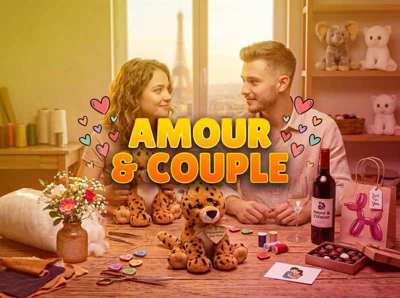 Idées de cadeaux pour couple, pour amoureux, amoureuse, pour la Saint-Valentin, activités à faire en couple et ateliers créatifs romantiques, activités romantiques peluche. 