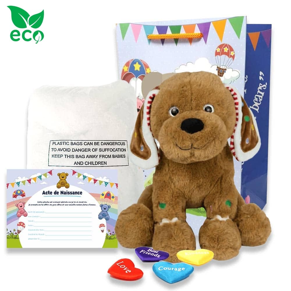Contenu du coffret pour créer sa grande peluche Chiot de Noël ECO 40cm