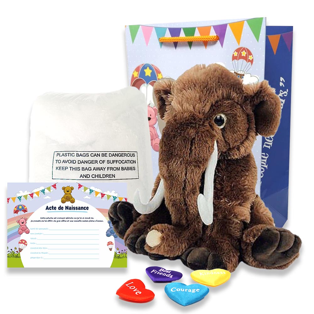 Contenu du coffret pour créer sa grande peluche Mamouth 40cm