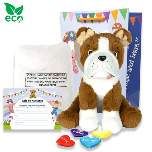 coffret pour créer sa grande peluche chien Bulldog ECO - The Peluche Factory