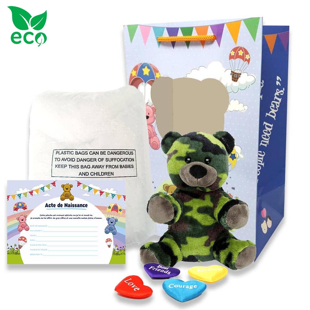 coffret pour créer sa peluche Ours Militaire ECO - The Peluche Factory