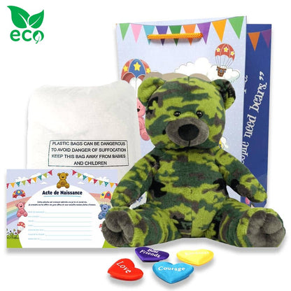 coffret pour créer sa peluche Ours Militaire ECO - The Peluche Factory