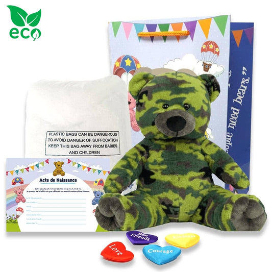 coffret pour créer sa peluche Ours Militaire ECO - The Peluche Factory
