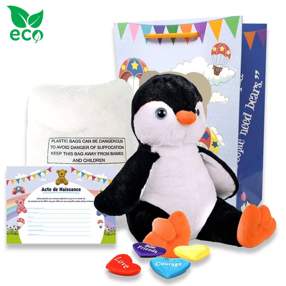 Coffret pour créer sa peluche Pingouin Orange ECO