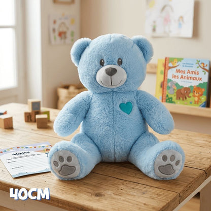 Nounours Coeur Bleau éco-responsable à Personnaliser. 