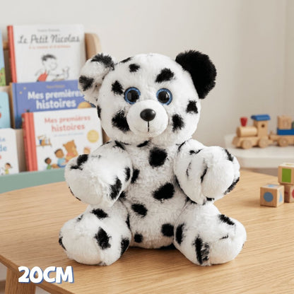Peluche Dalmatien câlin éco-responsable 20cm avec les yeux bleu à personnaliser