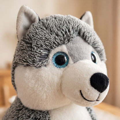 Peluche husky yeux bleus