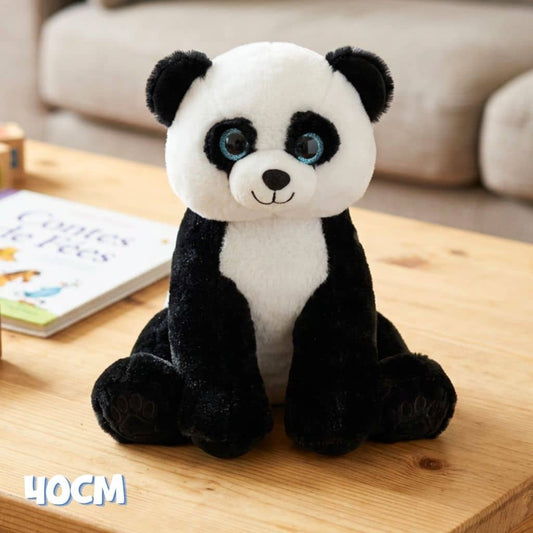 Peluche panda, noir et blanche, pour enfants, éco-responsable et respectueuse de l'environnement, faite en matériaux recyclés 
