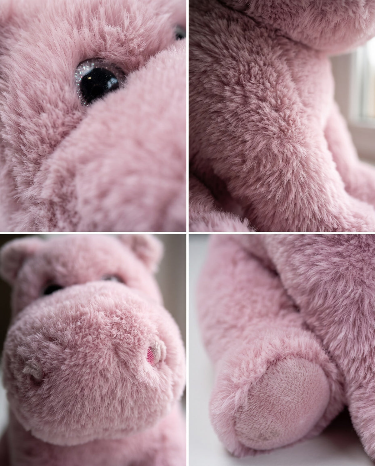 gros plans peluche hippopotame rose