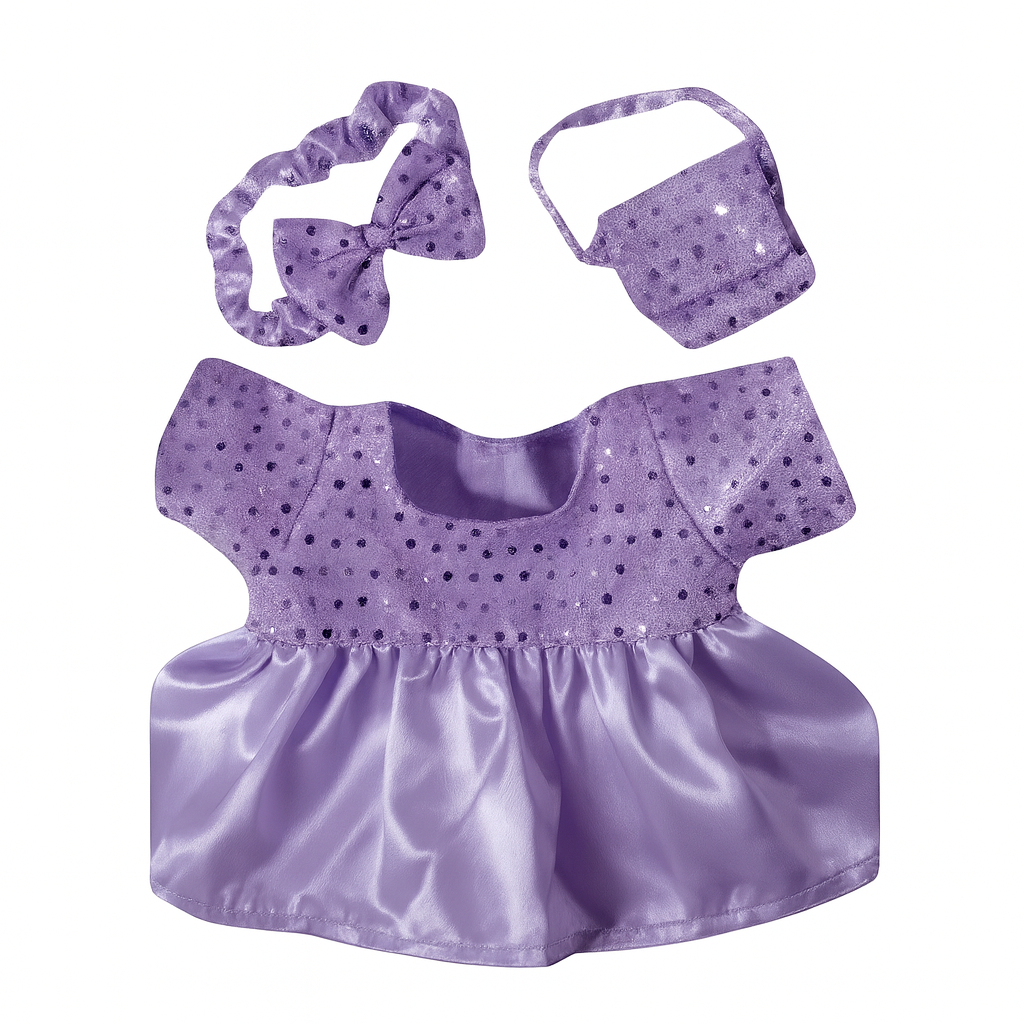 accessoire robe violette à pois pour peluche