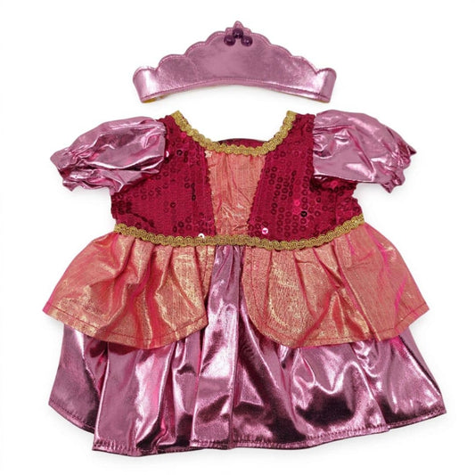 robe de princesse pour peluche personnalisée avec diadème, de couleur rose, orange et rouge