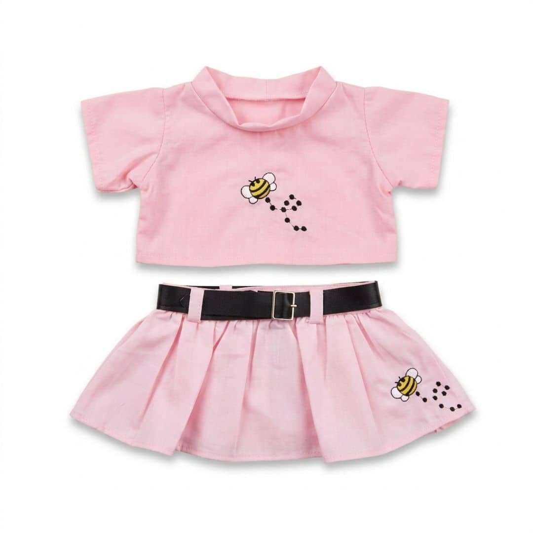 tenue rose pour peluche avec jupe et shirt abeille