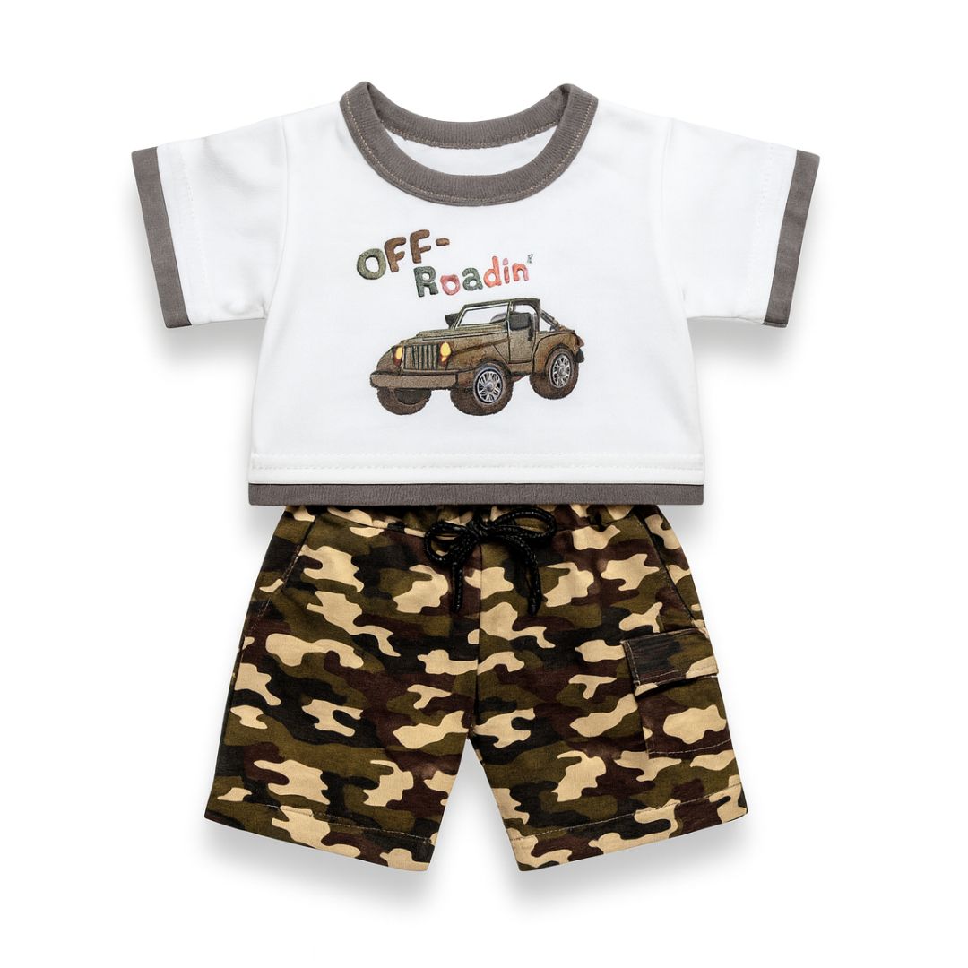 accessoire tenue garçons camouflage jeep 4x4 pour peluche