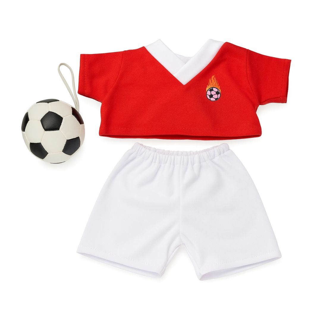 accessoire tenue de football rouge et blanche pour peluche