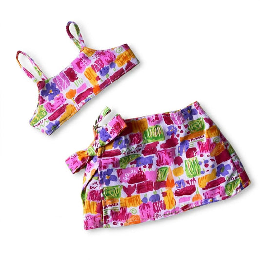 tenue d'été bariolée pour peluche type désigual coloré