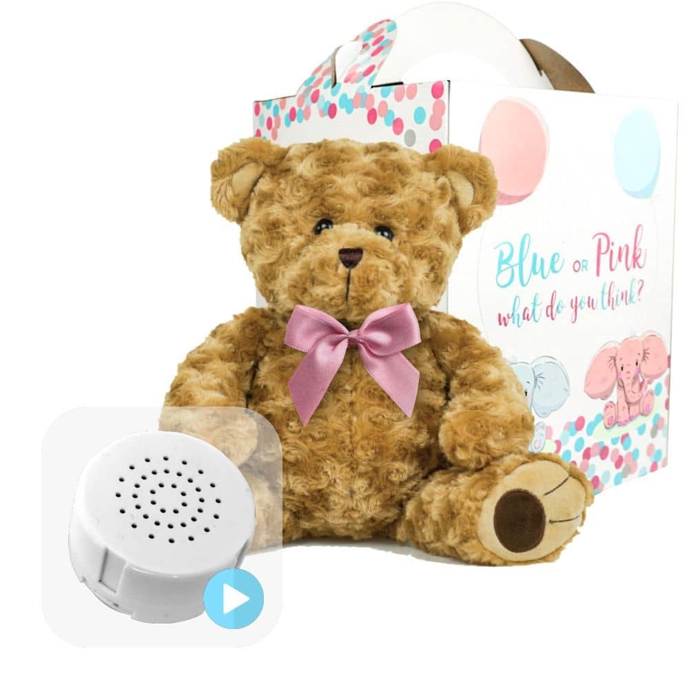 Coffret Gender Reveal - Ours Twisty avec Ruban Rose 40cm