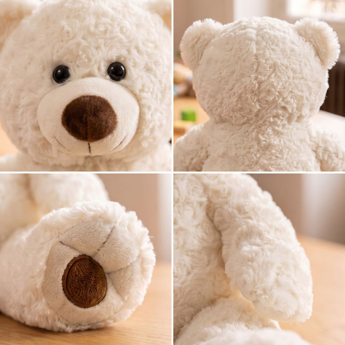 Nounours en peluche crème à la fourrure torsadée